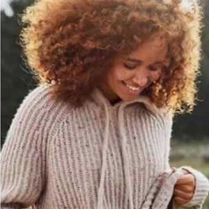 AERIE- OVERSIZED OPEN ROAD SPECKLED WOOL BLEND HOODED SWEATER SIZE S/P